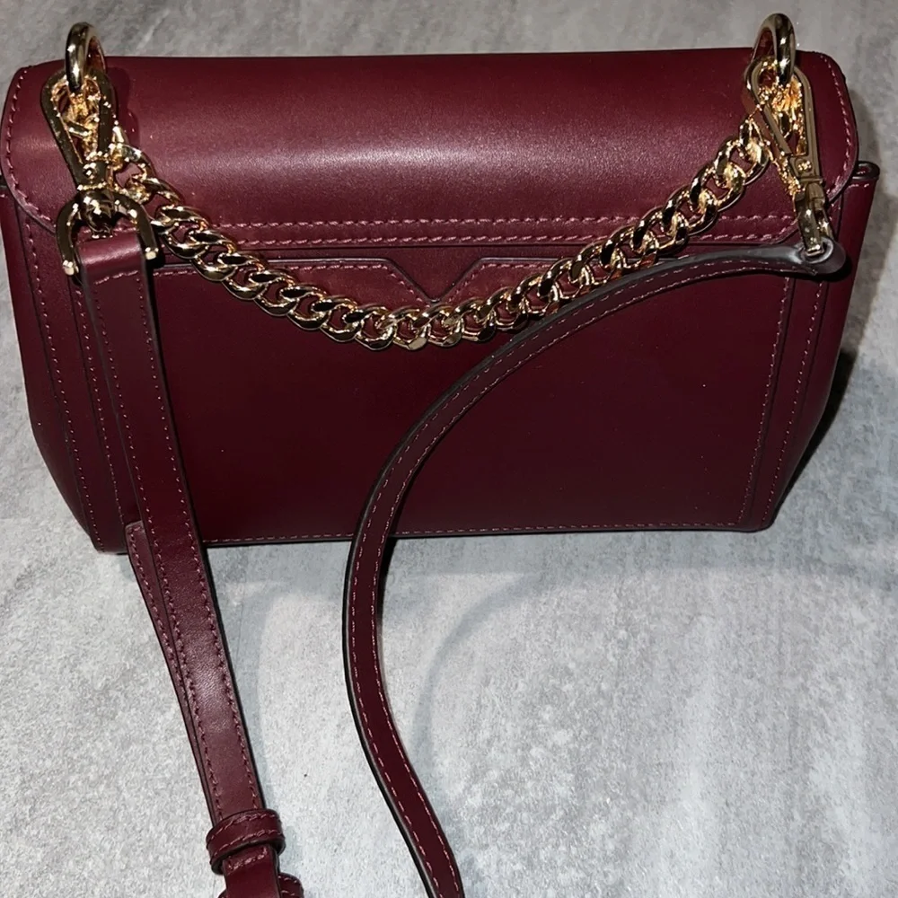 Burgundy Michael Kors‎ CrossBody bag, purse gold hardware